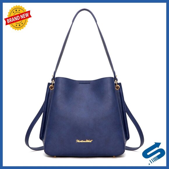Handbags - Medium Hobo Bucket Shoulder Bag PU Leather Crossbody Strap Elegant Chic